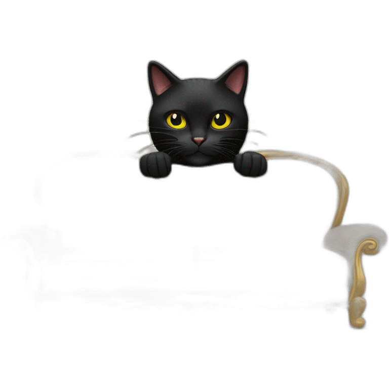 Un chat noir qui fait des griffes sur un canapé emoji