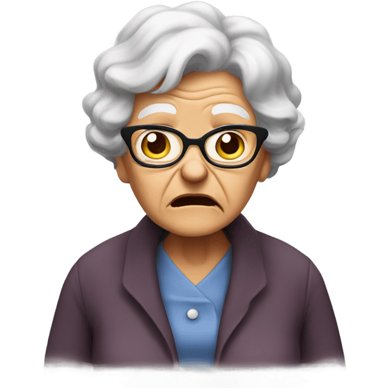 angry grandma can't hear cup her hand to her ear emoji