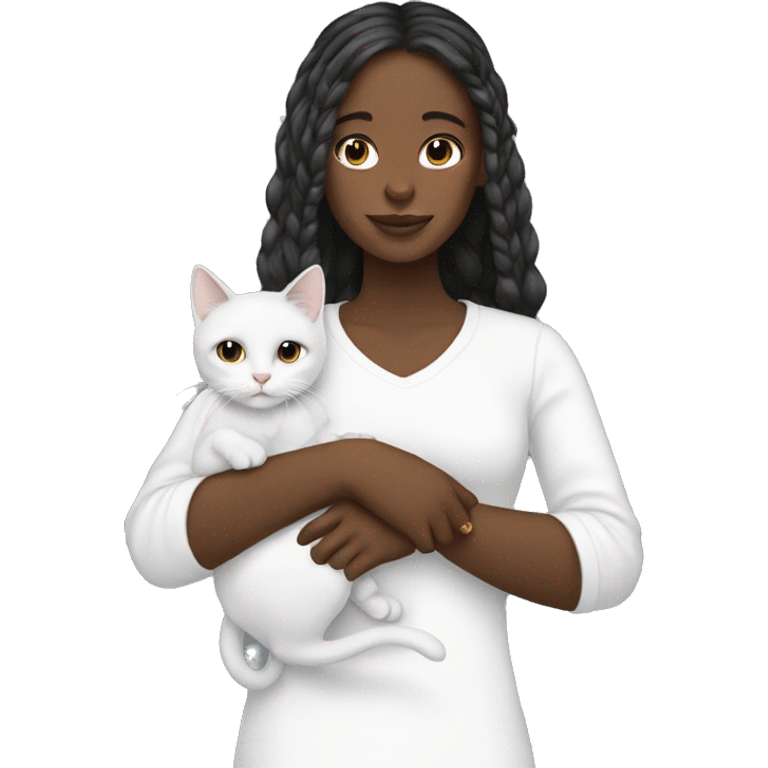 White girly holding white cat emoji