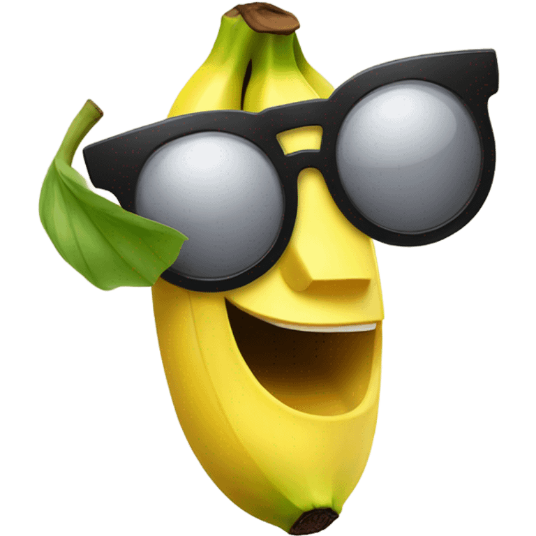 Big banana with eyes and a sunglasses smiling emoji