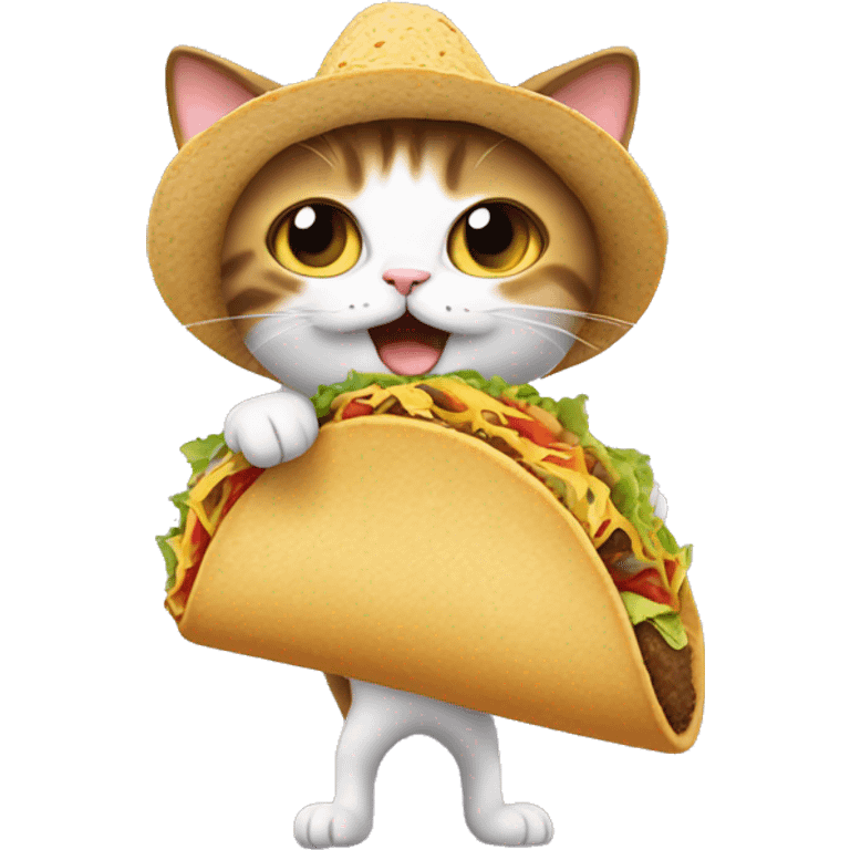 Cat standing upside down with a taco emoji