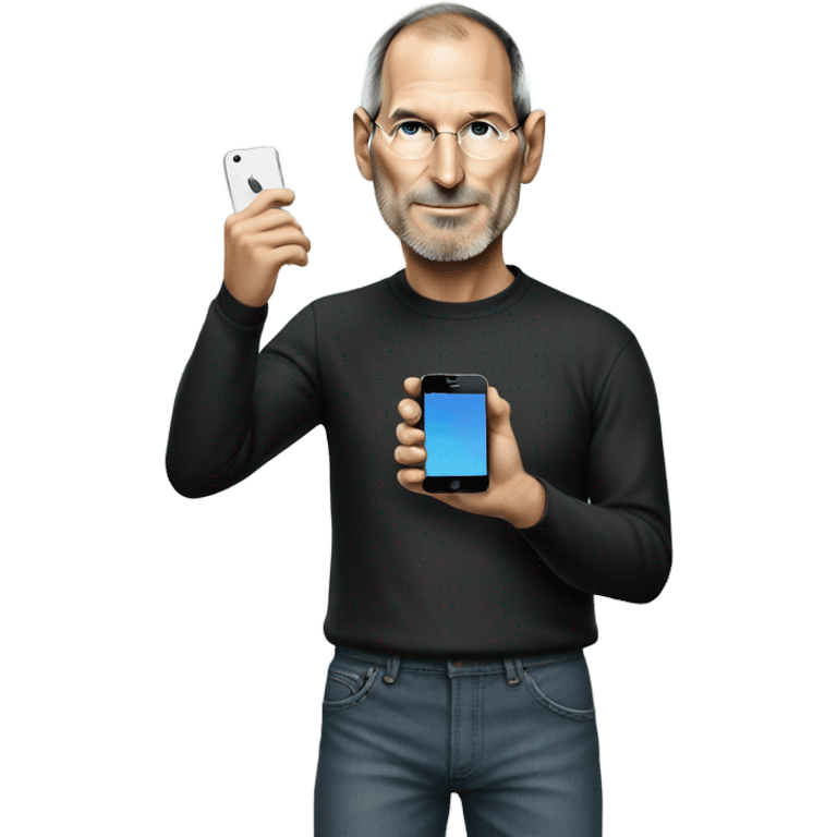 Steve Jobs with an iPhone emoji