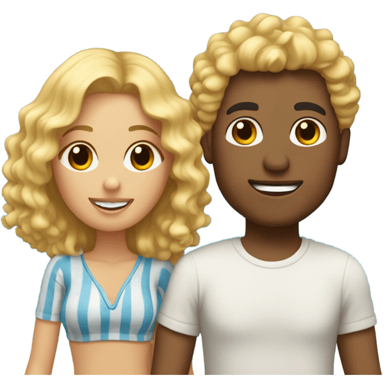 beach couple, blonde curly haired girlfriend, salt and pepper boyfriend emoji