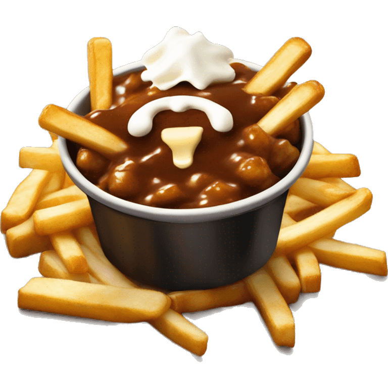 “Quebec poutine with crispy fries, melted white cheese curds, and rich brown gravy.” emoji