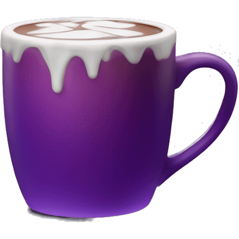 Realistic isolated gradient dark purple hot chocolate mug. emoji