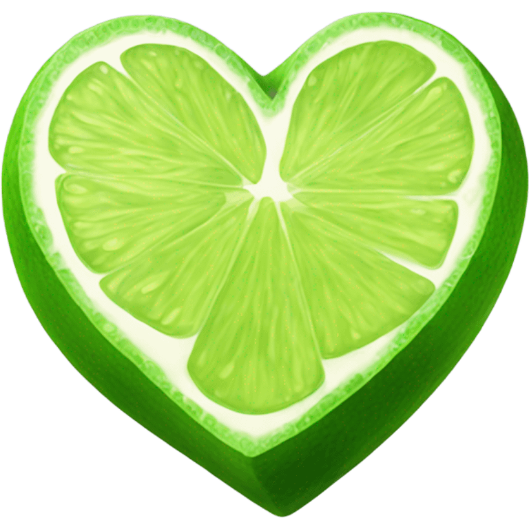 Realistic heart shaped slice of lime isolated.  emoji