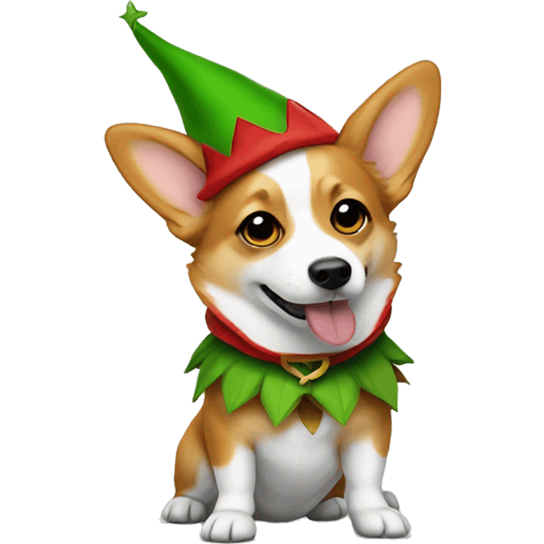 Elf costume on a corgi emoji