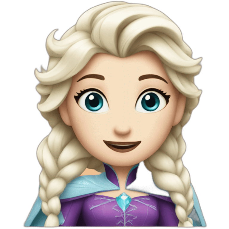 Elsa from Disney wearing a Halloween Batman costume  emoji