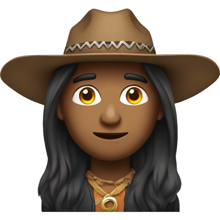 Indian with long hair with cowboy hat emoji