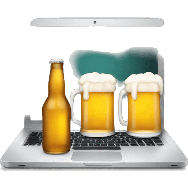 laptop with beer emoji