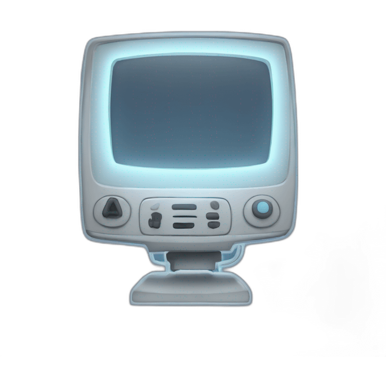 A modern television icon with a wired linear style and a white glowing effect emoji