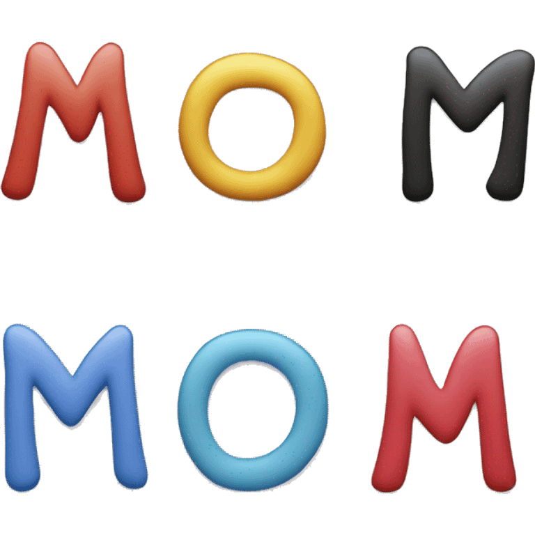 Letters spell out the word “mom” emoji