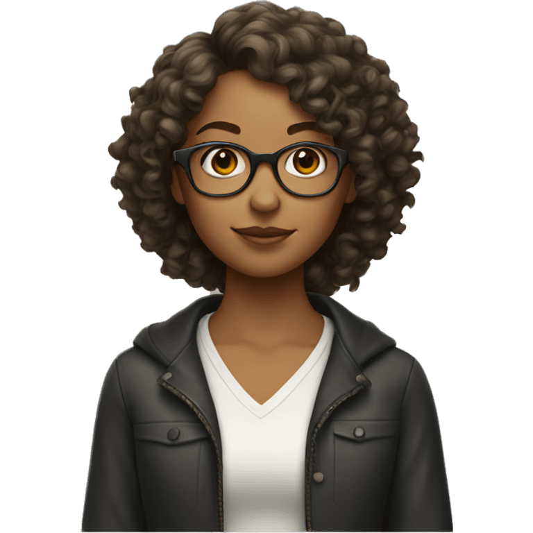 Girl with curly hair and glasses emoji