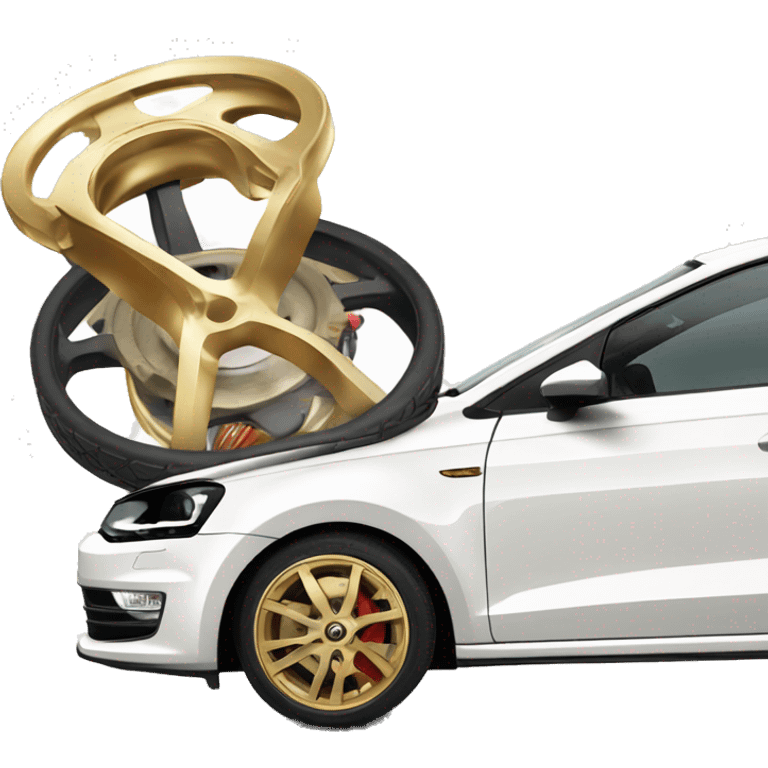 White Volkswagen polo gti with gold wheels  emoji