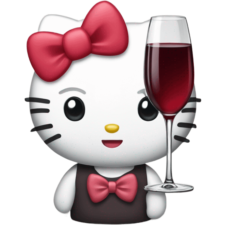 Hello Kitty drinking red wine emoji