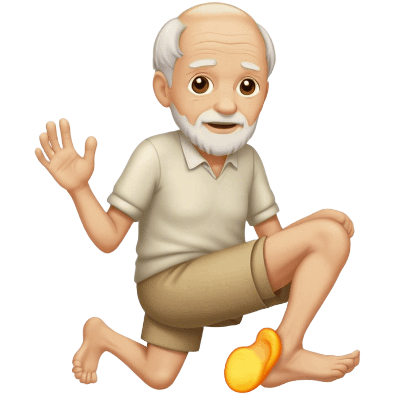 old man holding a foot emoji