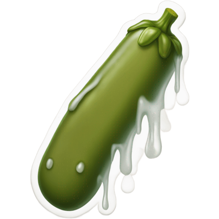 Tanned skinny long pickle with white paint dripping emoji