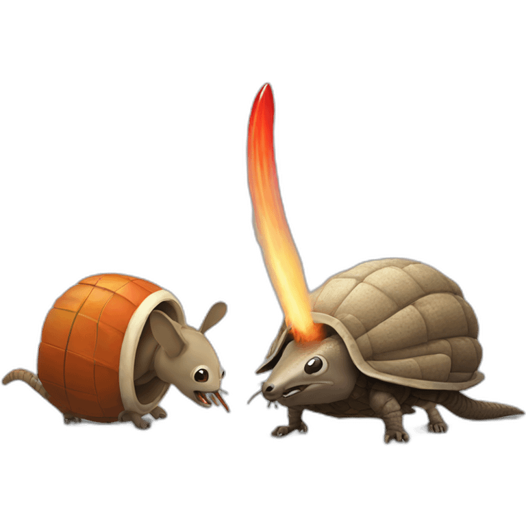 A rocket and a scary armadillo emoji