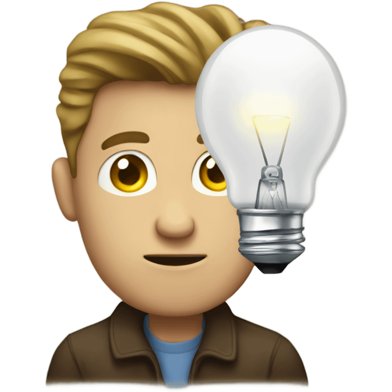 White Man thinking lightbulb emoji