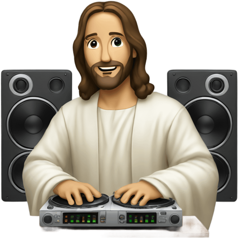 Jesus Christ DJing records emoji