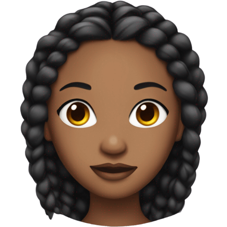 black woman with long black braids and lashes emoji