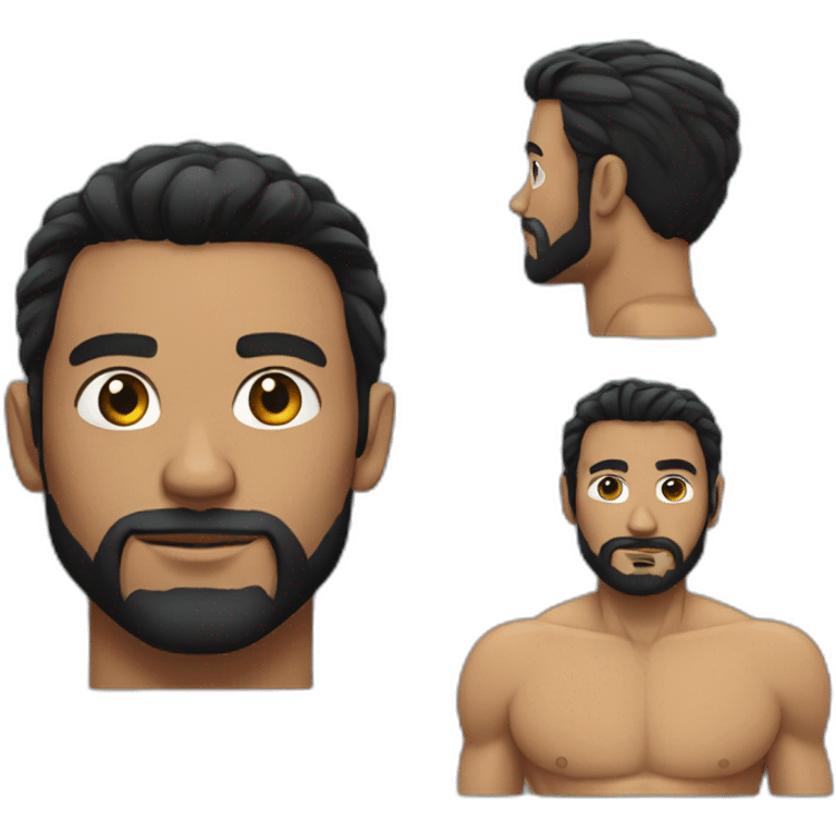 Swimmer googles muscles black hair and beard emoji