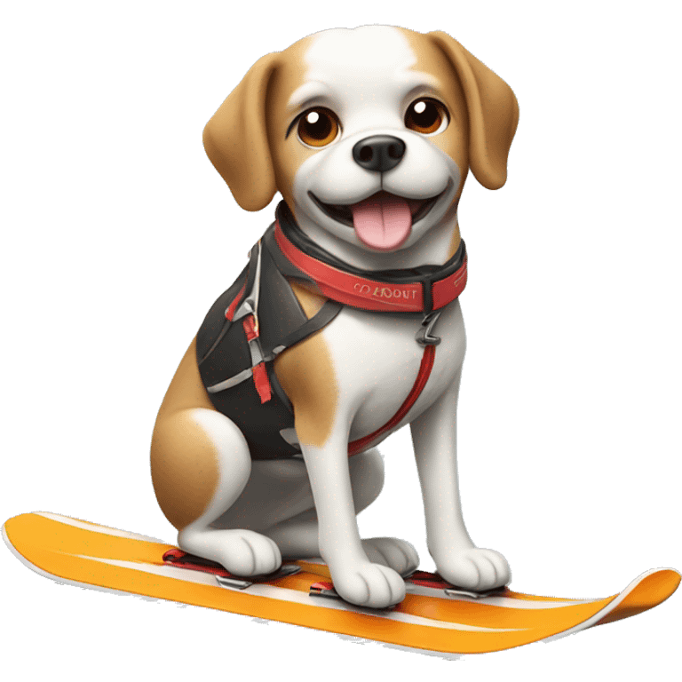 Dog on skis with a cola in his hand emoji