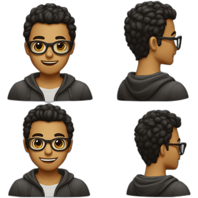 Garçon cheveux noirs et lunette couleurs de peaux baige emoji