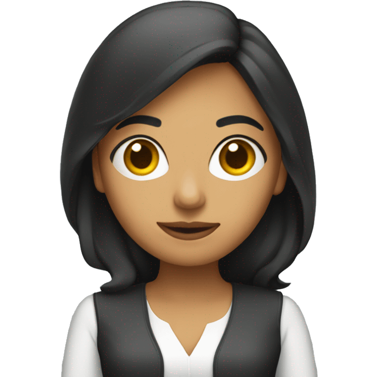 latina woman with a computer like coding emoji