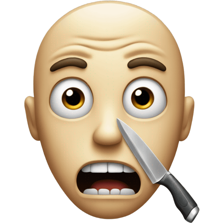 Scared face with knife emoji