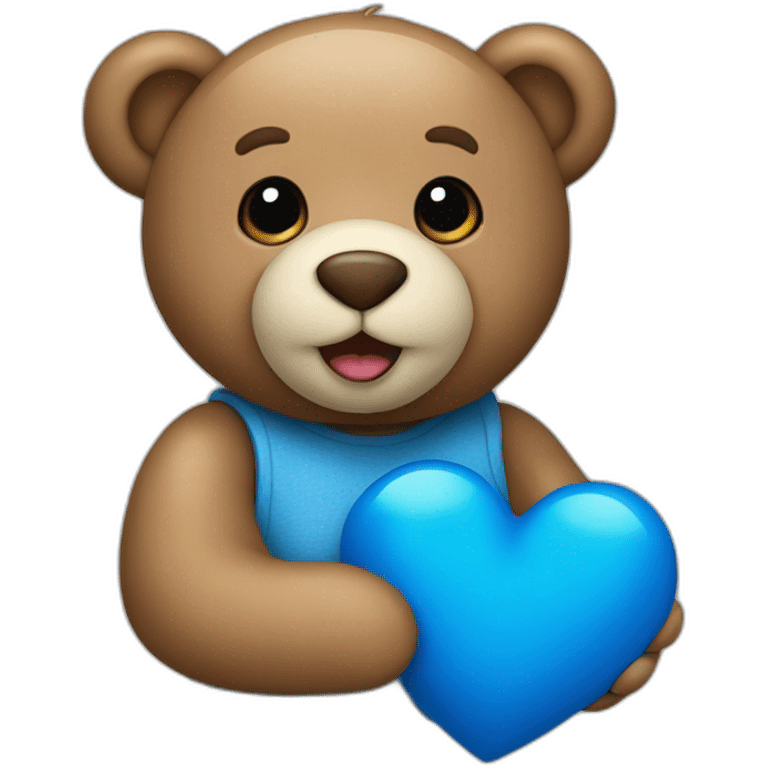 A teddy bear holding blue heart  emoji