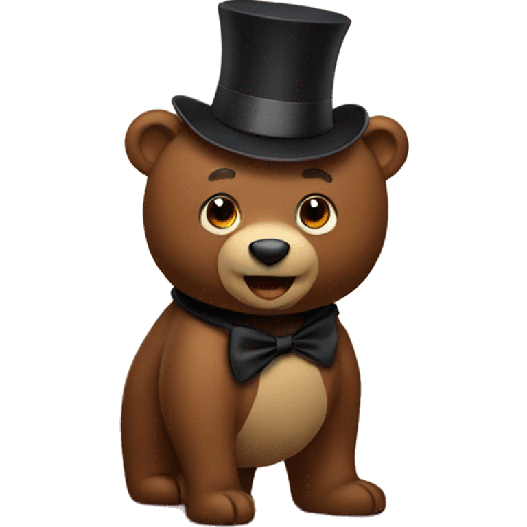 Brown bear with top hat on stage emoji