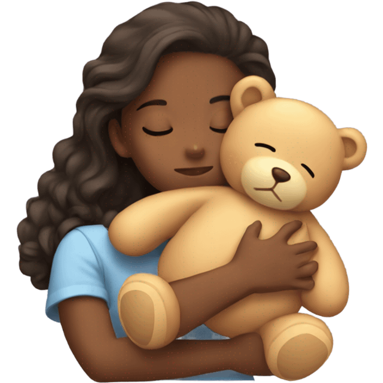 Girl sleeping with a teddy bear emoji