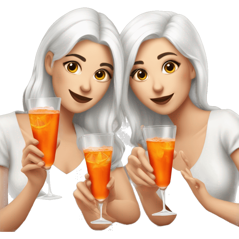 Three beautiful girls (white Hair) drinking aperol   emoji