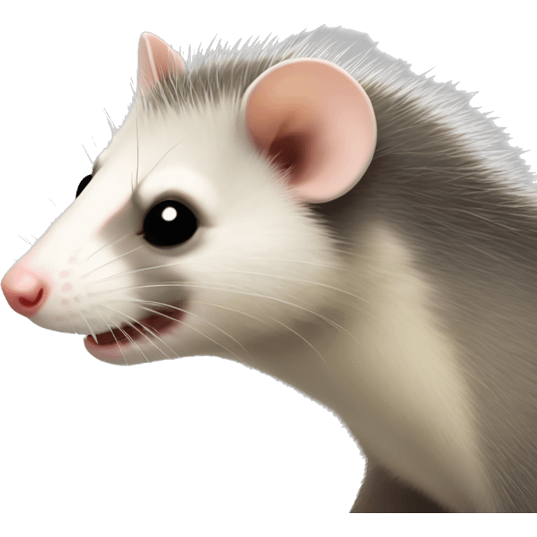 opossum full side profile facing right small eyes. Not cute emoji