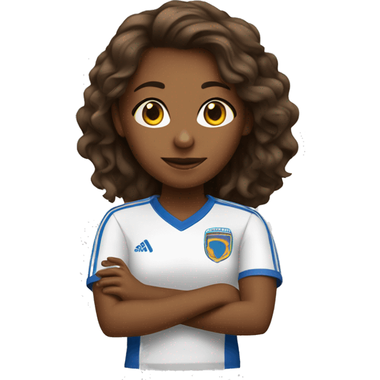 Soccer goal brown girl coach emoji