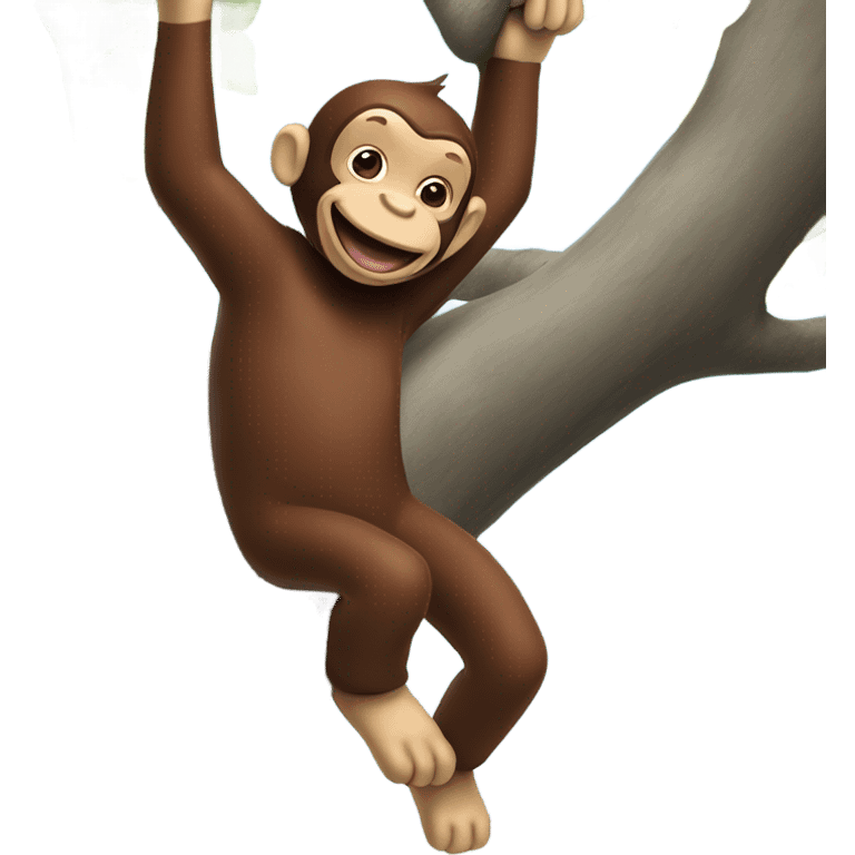 Curious George swinging from tree emoji