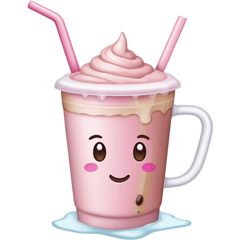 light pink bow on light pink bow on a ice coffe emoji