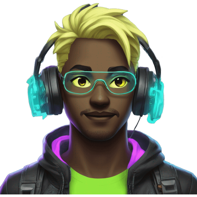 Anime gamer guy cyberpunk neon emoji