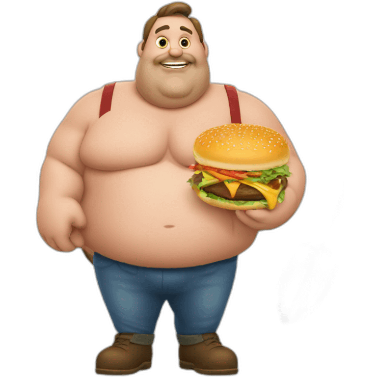 big fat man portuguese with burger and trowel emoji