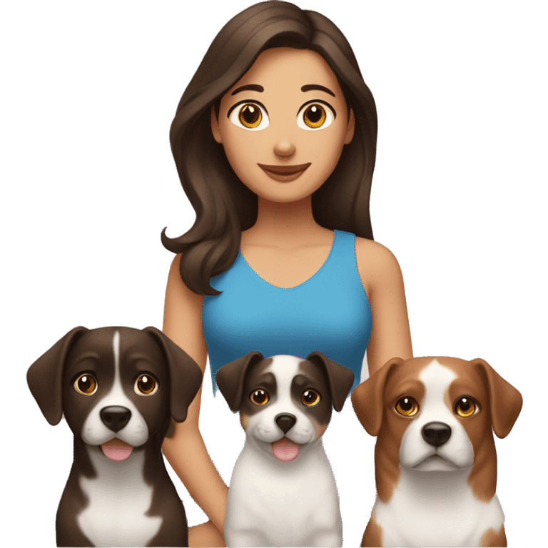 Brunette with 2 dogs, 1 cat emoji