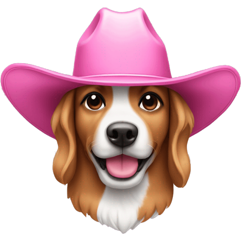 Dog wearing a pink cowgirl hat emoji