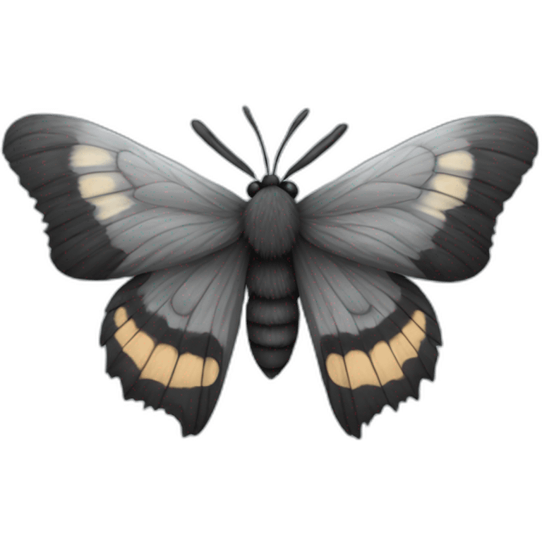 Black and grey fluffy moth emoji