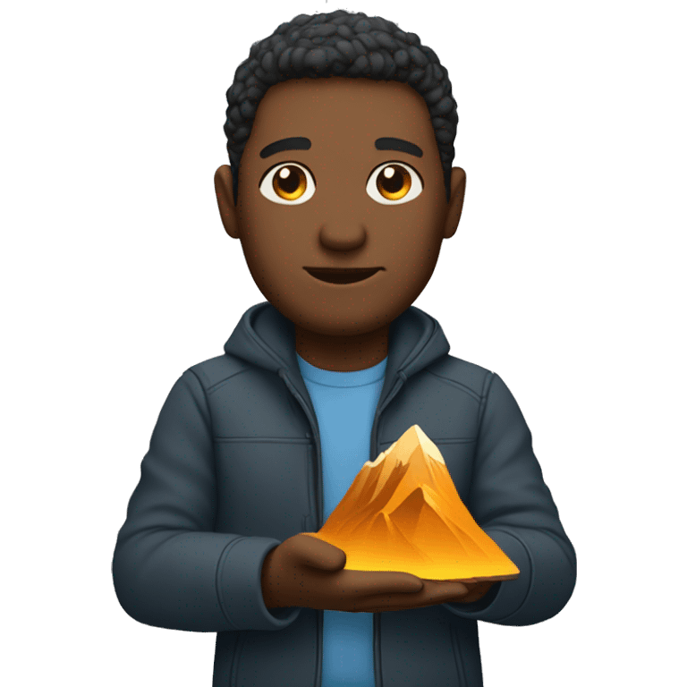 Man holding a mountain on his hand emoji