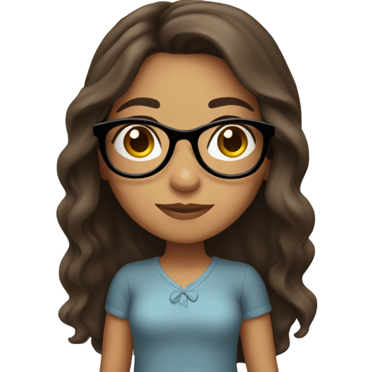 Hispanic girl with glasses, long brown hair  emoji