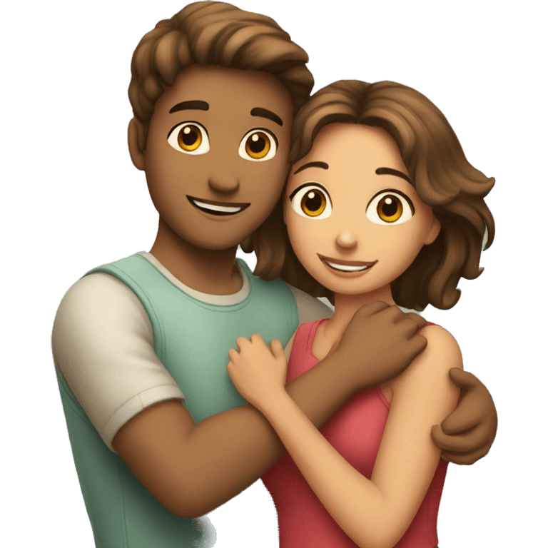 A beautiful girl and boy hugging  emoji