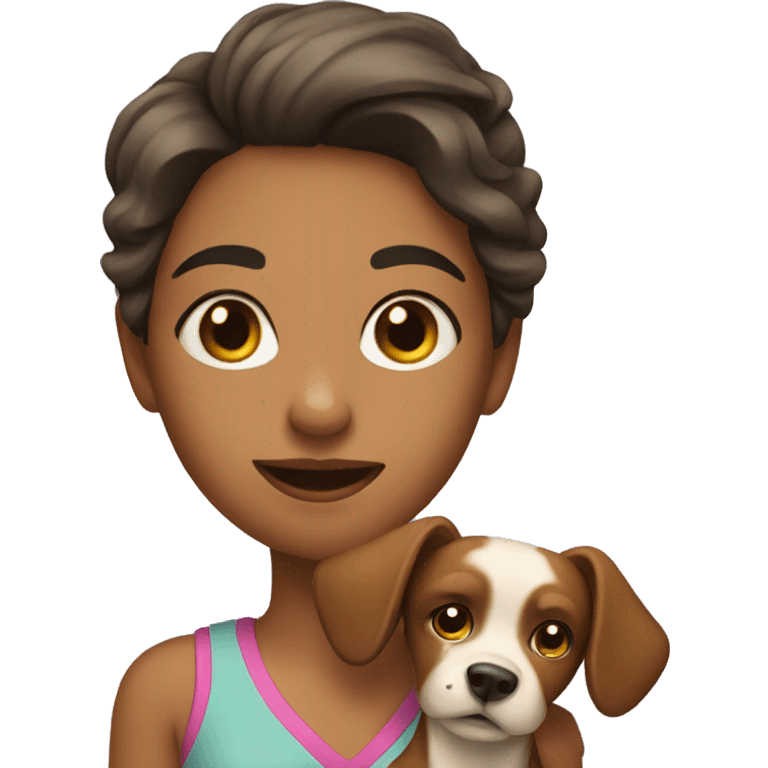 A girl with a dog emoji