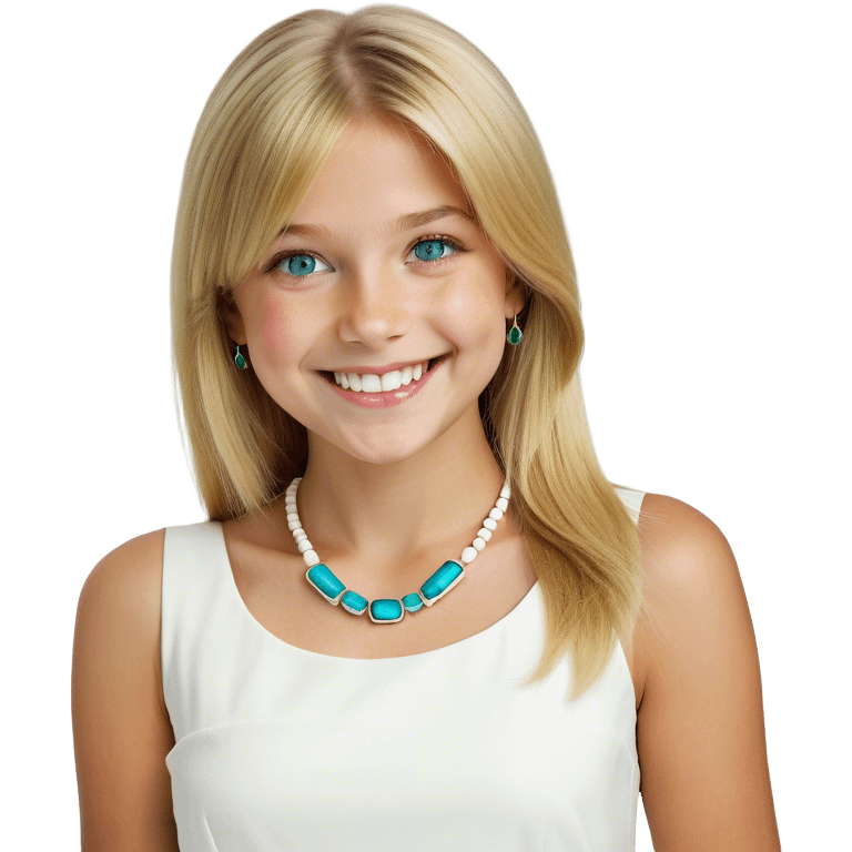 blonde smiling girl in white portrait straigth hair blue eyes emoji