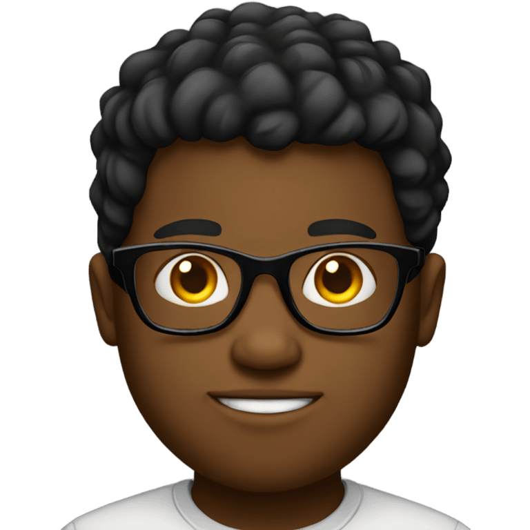 Black boy with glasses and fat emoji