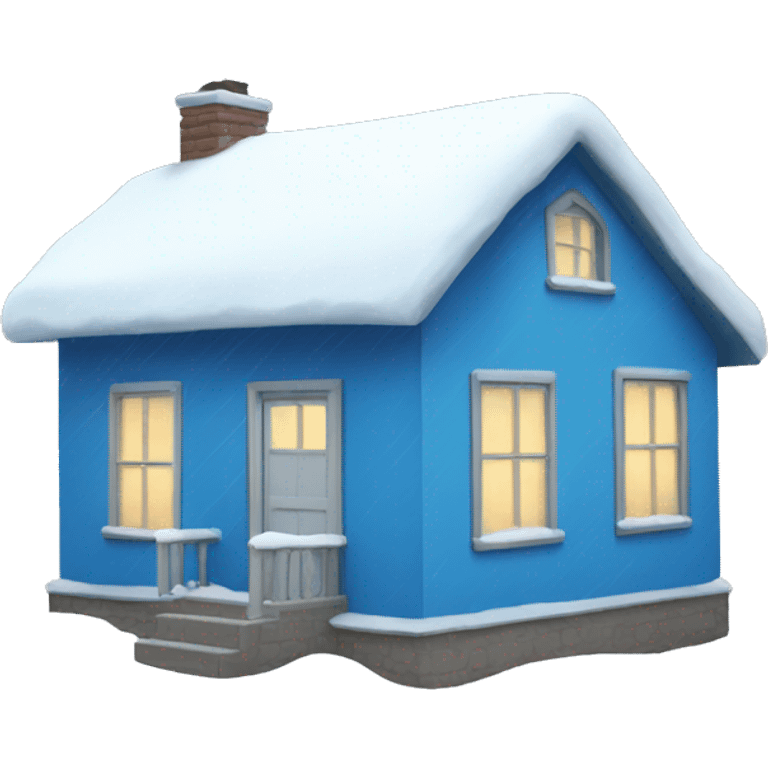 Blue house with snow on roof emoji